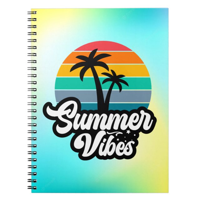 Carnet Vibes d'été avec design de palmiers (Devant)