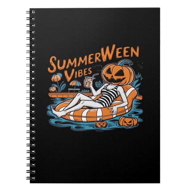 Carnet Vibes D'Été Pour Été Éffrayant, Cadeau D'Halloween (Devant)