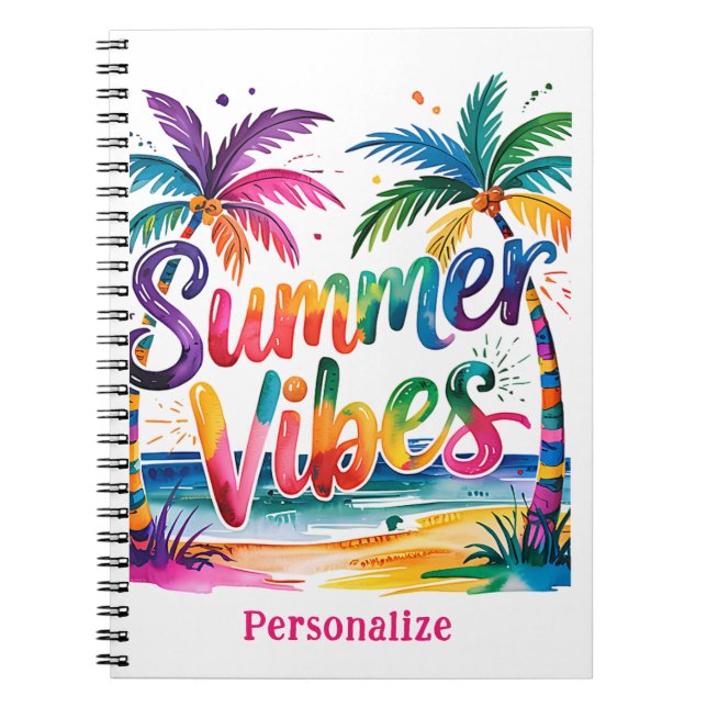 Carnet Vibes d'été Tropical Palm Tree Océan Personnalisé (Devant)