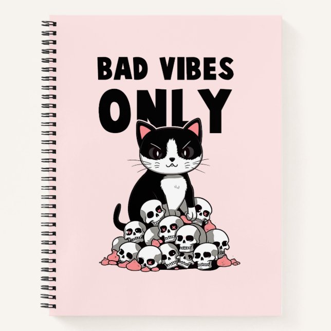 Carnet Vibes incorrectes uniquement - Chat et crânes (Devant)