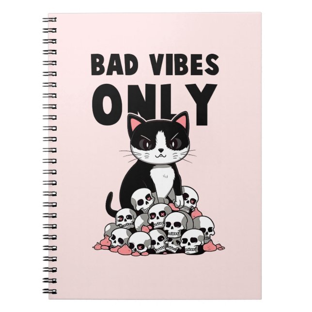 Carnet Vibes incorrectes uniquement - Chat et crânes (Devant)
