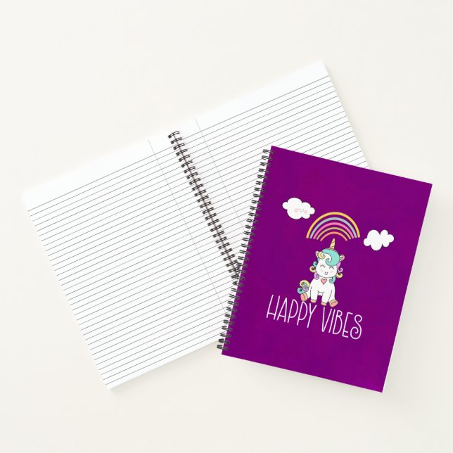 Carnet Vibes Joyeuses Cute Smiling Unicorn (Intérieur)
