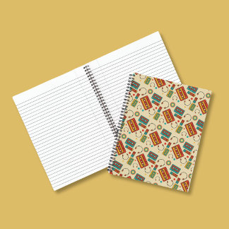 Carnet Vibes Rétro - Motif de cassettes audio des années