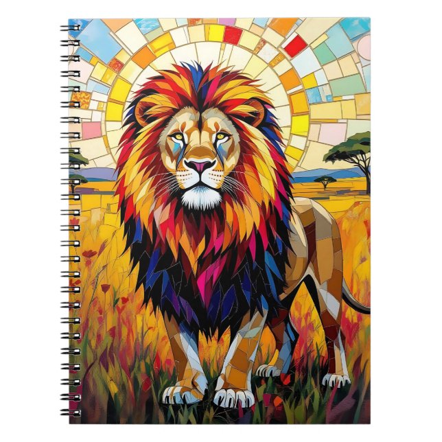 Carnet Vibrant Colorée Lion mosaïque (Devant)