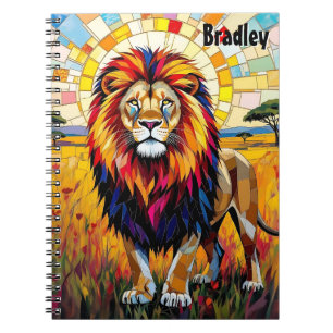 Carnet Vibrant couleur Lion Mosaïque personnalisée