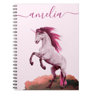 Carnet Vibrant Pink Unicorn Cloud Pretty Calligraphy Girl