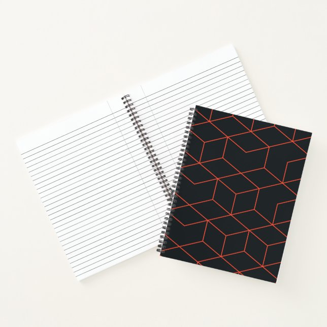 Carnet Vibrant, rétro, simple, cool, tendance motif cube (Intérieur)