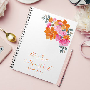 Carnet Vibrant Rose Orange Floral Été Mariage personnalis