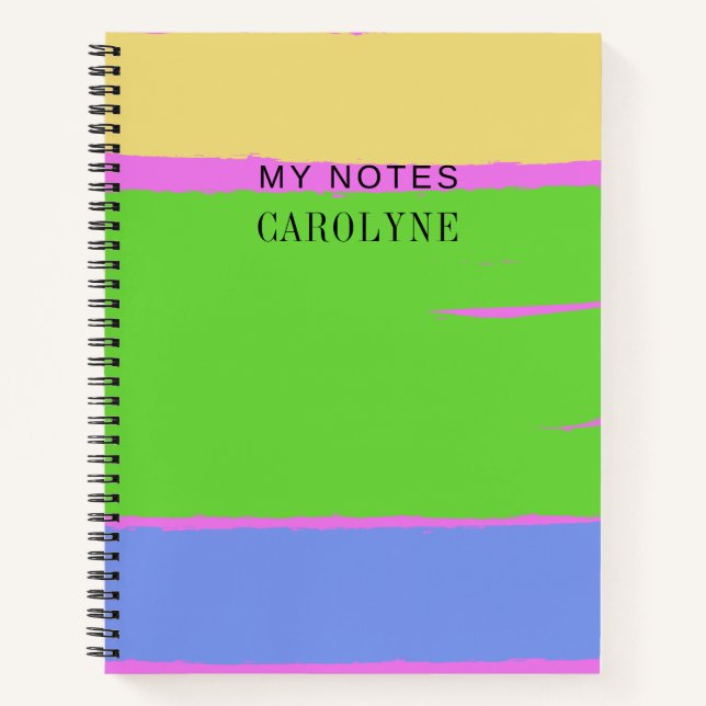 Carnet Vibrant rose vert jaune Design Personnaliser le te (Devant)