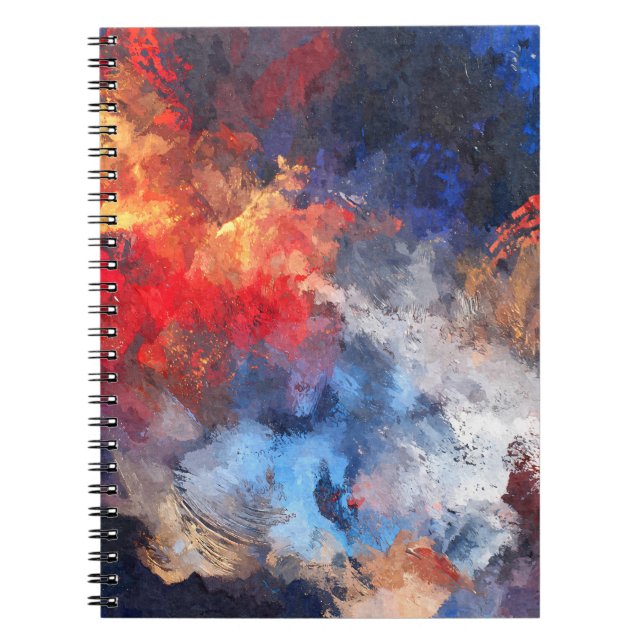Carnet Vibrant rouge bleu orange nuage Abstrait (Devant)