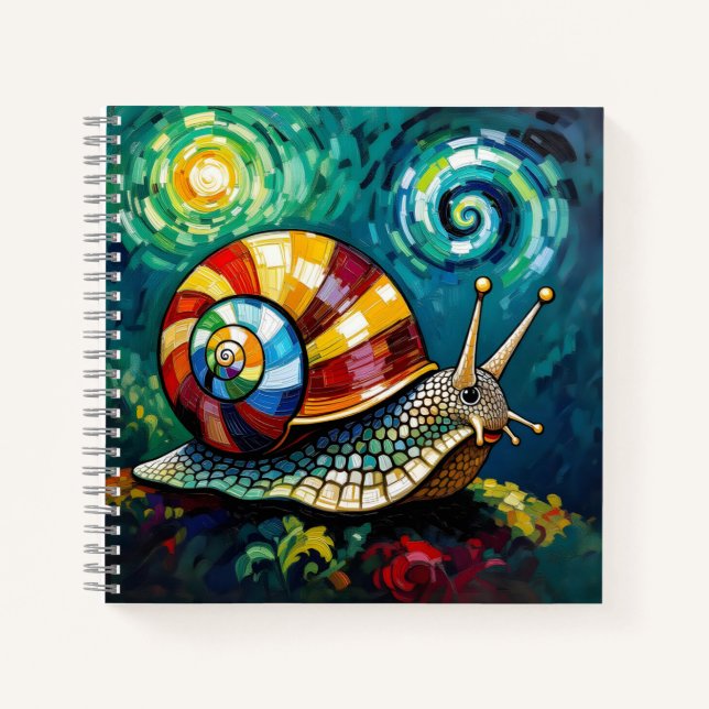 Carnet Vibrantly Colorful Impasto Whimsical Snail (Devant)