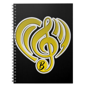 Carnet Vibrations Amour Musical Cœur Jaune Note De Musiqu
