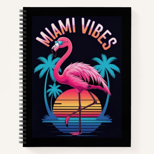 Carnet Vibrations Miami Eté Design Flamant Rose-63454 (Devant)