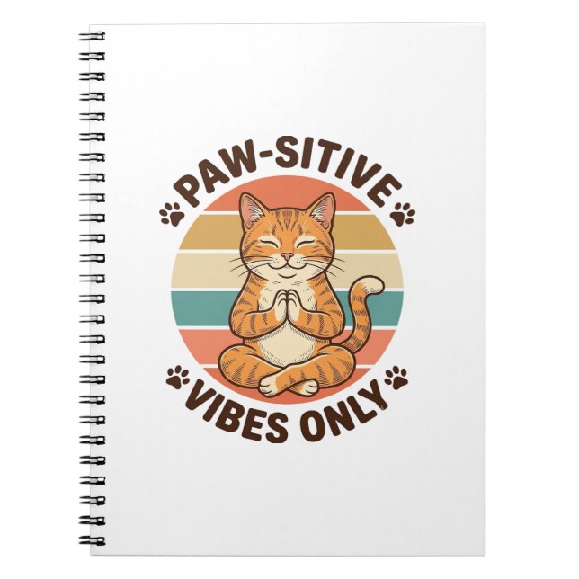 Carnet Vibrations Positives Uniquement Chat Méditant Desi (Devant)