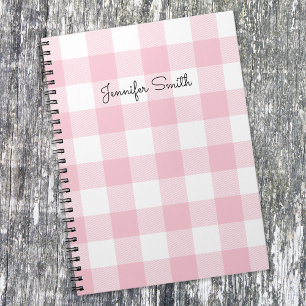 Carnet Vichy rose et blanc pastel moderne
