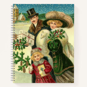 Carnet Victorian Famy in the snow Christmas scene