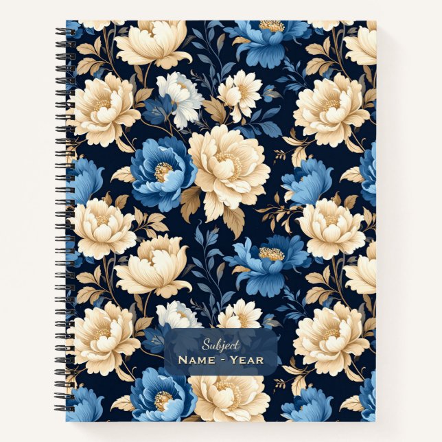 Carnet Victorian Flowers Blue (Devant)