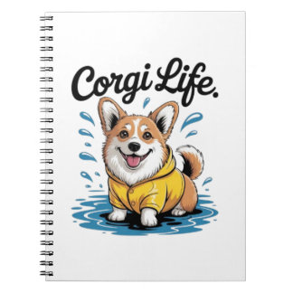 Carnet Vie de Corgi – Joli chien en imperméable vintage
