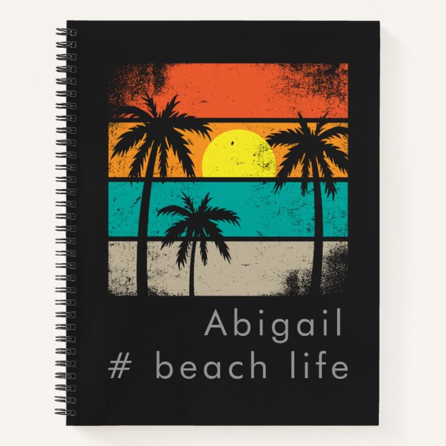 Carnet Vie Rétro de Plage, Silhouette Noire (Devant)