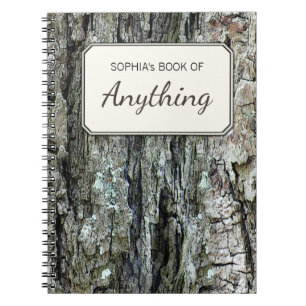 Carnet Vieille photo botanique en bois d'écorce de pin