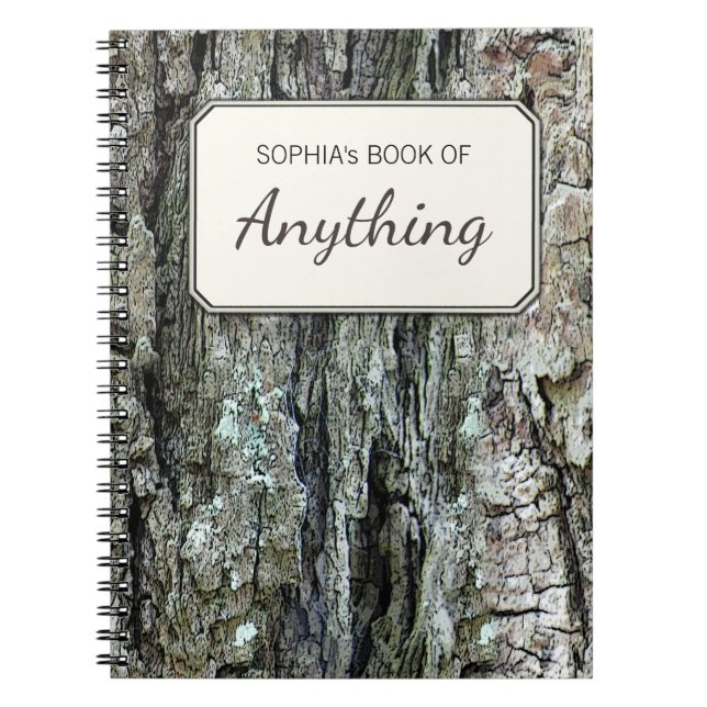 Carnet Vieille photo botanique en bois d'écorce de pin (Devant)