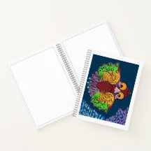 Carnet Vierge Art Poisson Abstrait Écriture Thaïe 