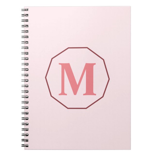 Carnet Vierge rose élégant monogramme personnalisé (Devant)