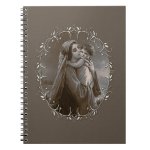 Carnet Vierge vintage et enfant avec cadre argenté