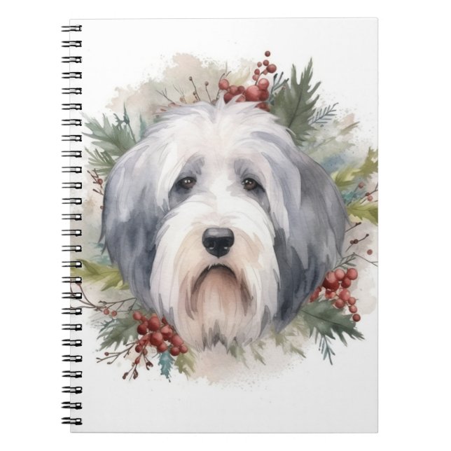 Carnet Vieux anglais Sheepdog Christmas Wreath Festive Pu (Devant)