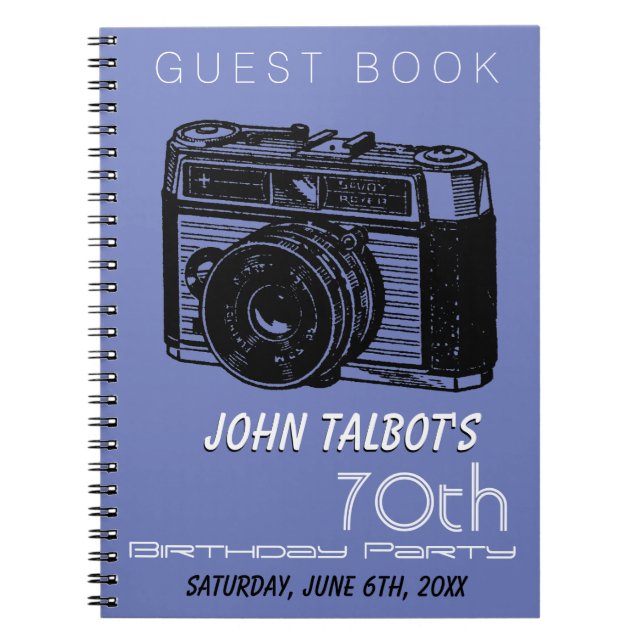 Carnet Vieux appareil photo 70e anniversaire de la fête L (Devant)