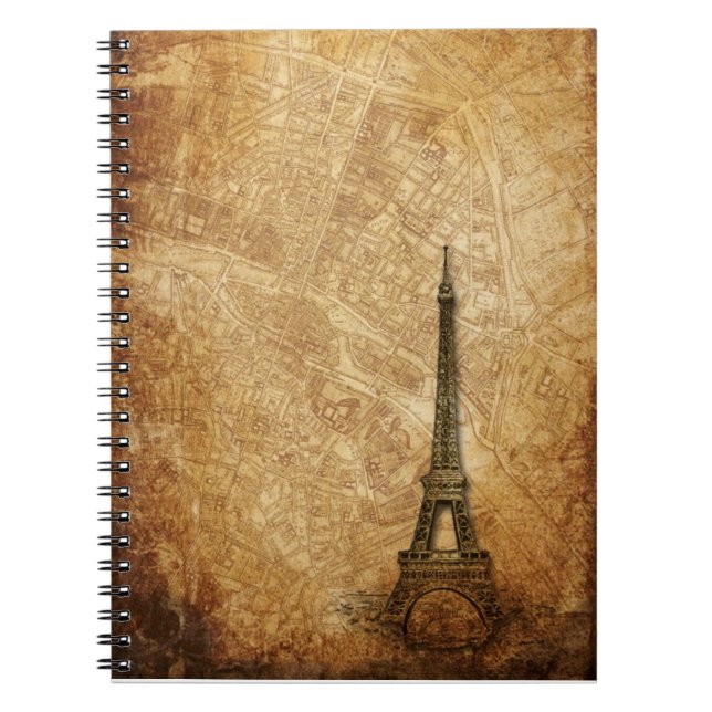 Carnet Vieux carte et Tour Eiffel de Paris (Devant)