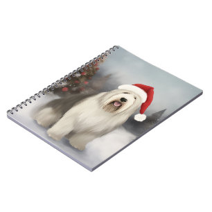 Carnet Vieux Chien de Berger Anglais dans la neige de Noë