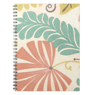 Carnet Vignes et feuille floraux en pastel sur l'arrière