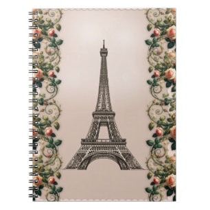 Carnet Vignes Rose Pâle Paris Tour Eiffel Style Shabby Ch