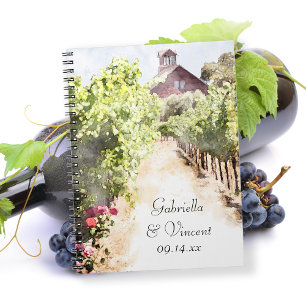 Carnet Vignoble et Mariage d'aquarelle de la grange rouge