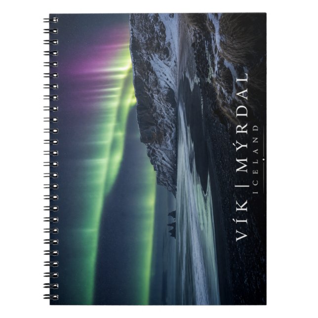 Carnet Vík í Mýrdal Côte sous l'aurore boréale (Devant)