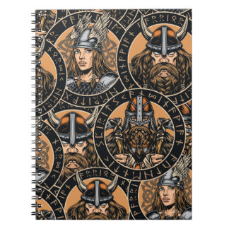 Carnet Viking Warriors : Motif Vintage coloré