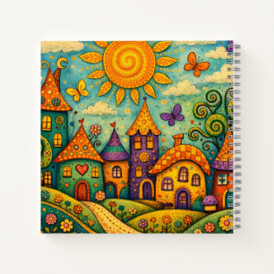 Carnet Village de conte de fées fantaisiste Art sur toile