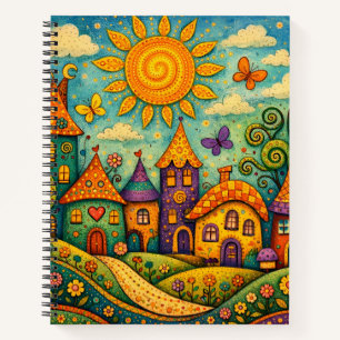 Carnet Village de Conte de Fées Fantaisiste sur Toile Col