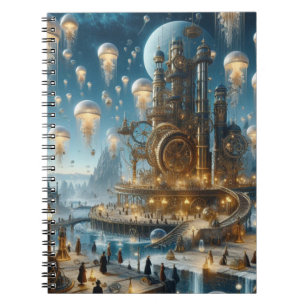 Carnet Ville ancienne futuriste Steampunk avec méduses