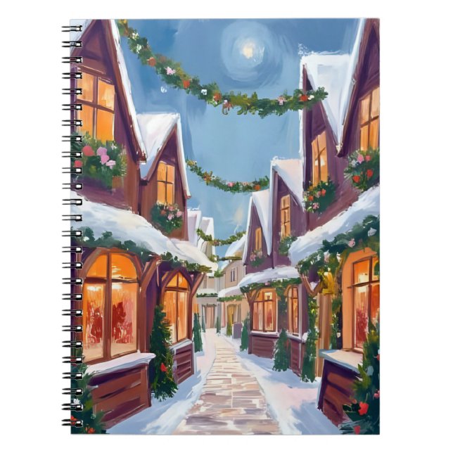 Carnet Ville de Noël aquarelle de vacances (Devant)