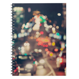 Carnet Ville de nuit : Lumières floues rétro.