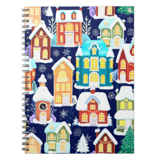 Carnet Ville d'hiver avec maisons victoriennes. Thème de 