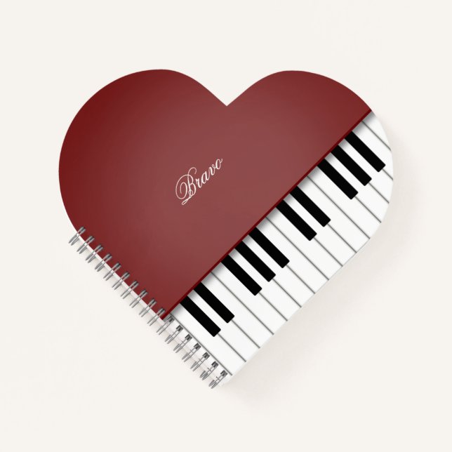 Carnet Vin Rouge Grand Piano Musique Clavier Personnalisé (Devant)