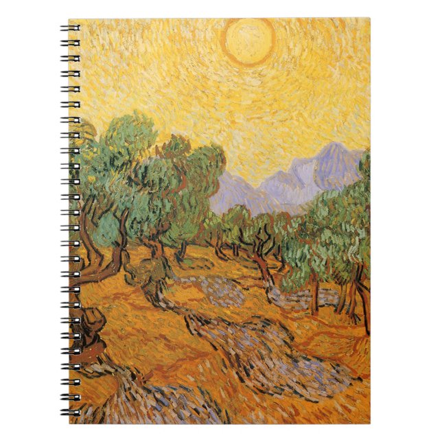 Carnet Vincent van Gogh - Oliviers, Ciel Jaune et Soleil (Devant)