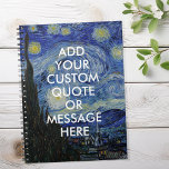 Carnet Vincent Van Gogh Starry Night Citation personnalis<br><div class="desc">Vincent Van Gogh Starry Nuit Carnet personnalisé</div>