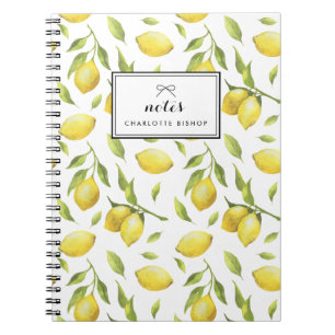 Carnet Vintage Aquarelle Lemons et Motif de verdure