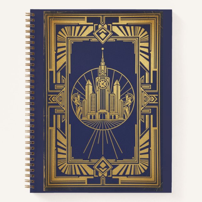 Carnet Vintage Art Deco Metropolis Skyline Archival (Devant)
