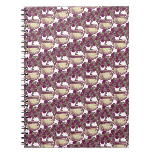 Carnet Vintage Art Nouveau rose marron motif