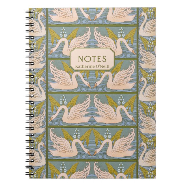 Carnet Vintage Art Nouveau Swan Motif (Devant)